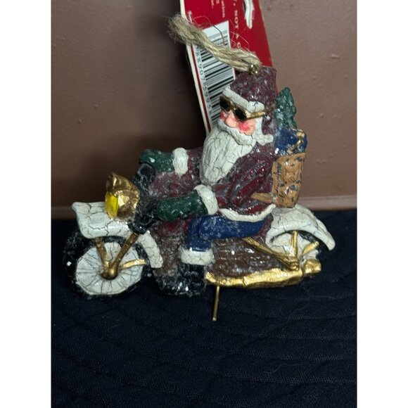 Lot of 2 Santa Helicopter & Motorcycle Christmas Ornament By Trim - Picture 9 of 15